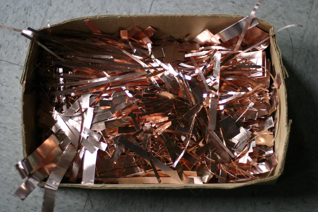 Box of clean sorted copper and brass scrap material